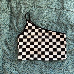 Forever 21 Black and White Checkered Crop Top
